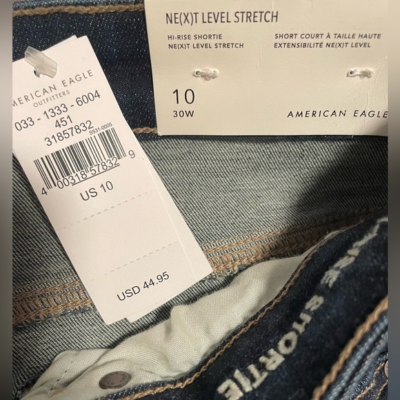 American Eagle Women’s Hi Rise Shortie Stretch Jean Shorts, size 10 - Picture 5 of 7